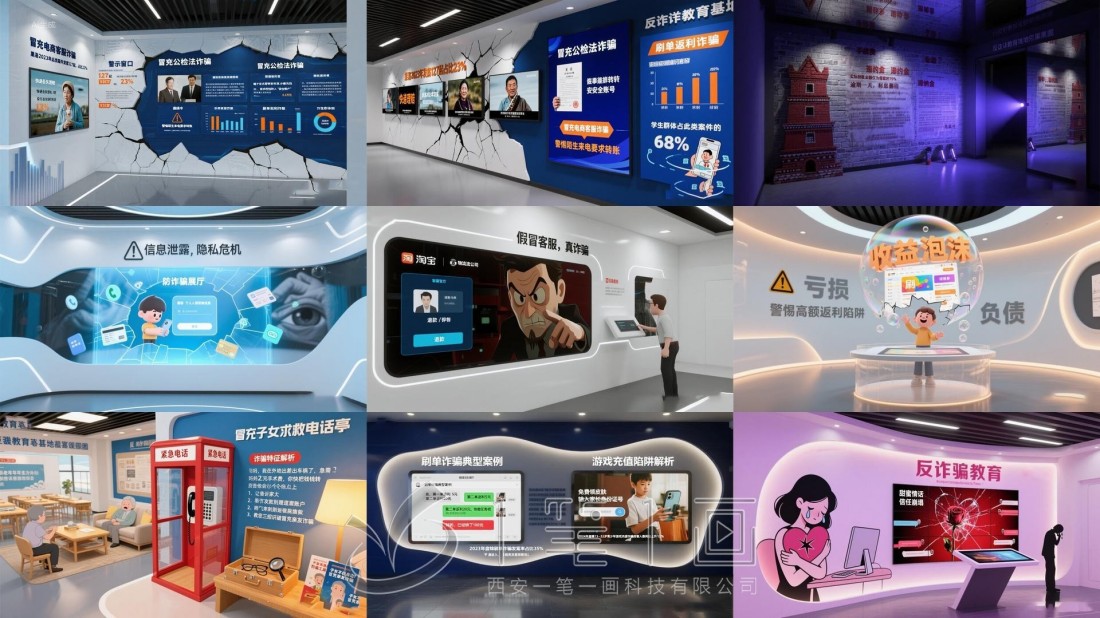 預(yù)防電信詐騙體驗館 高科技體驗館效果圖